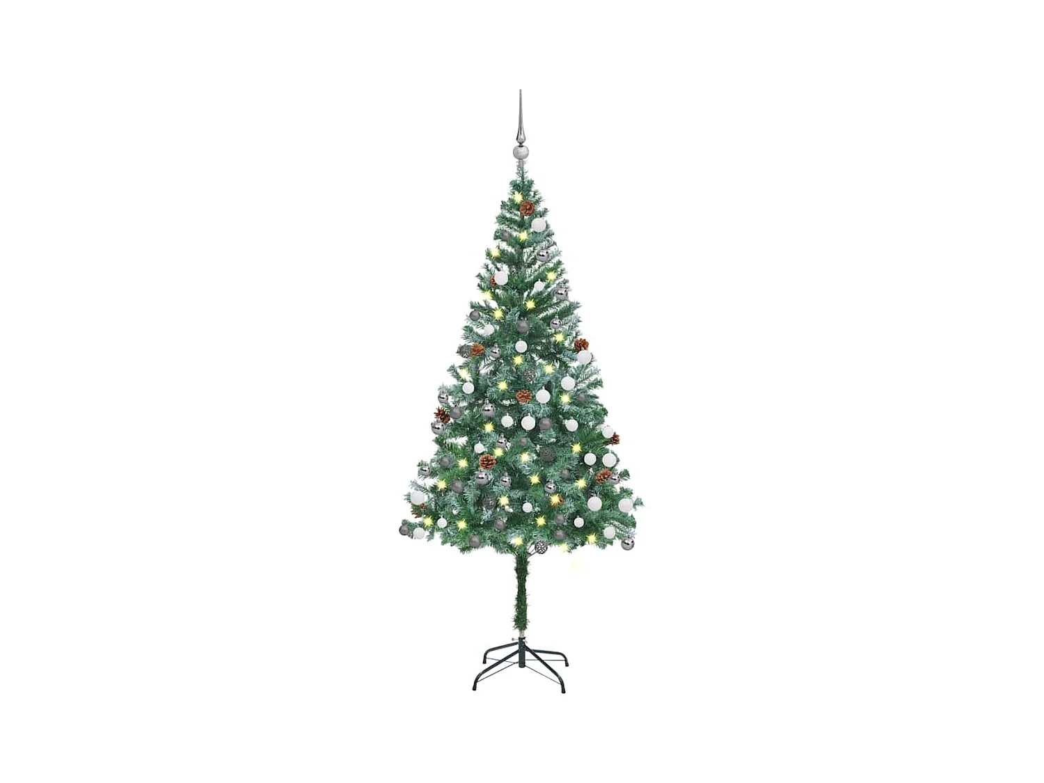 Arbre de Noël artificiel pré-éclairé/boules pommes de pin 180cm