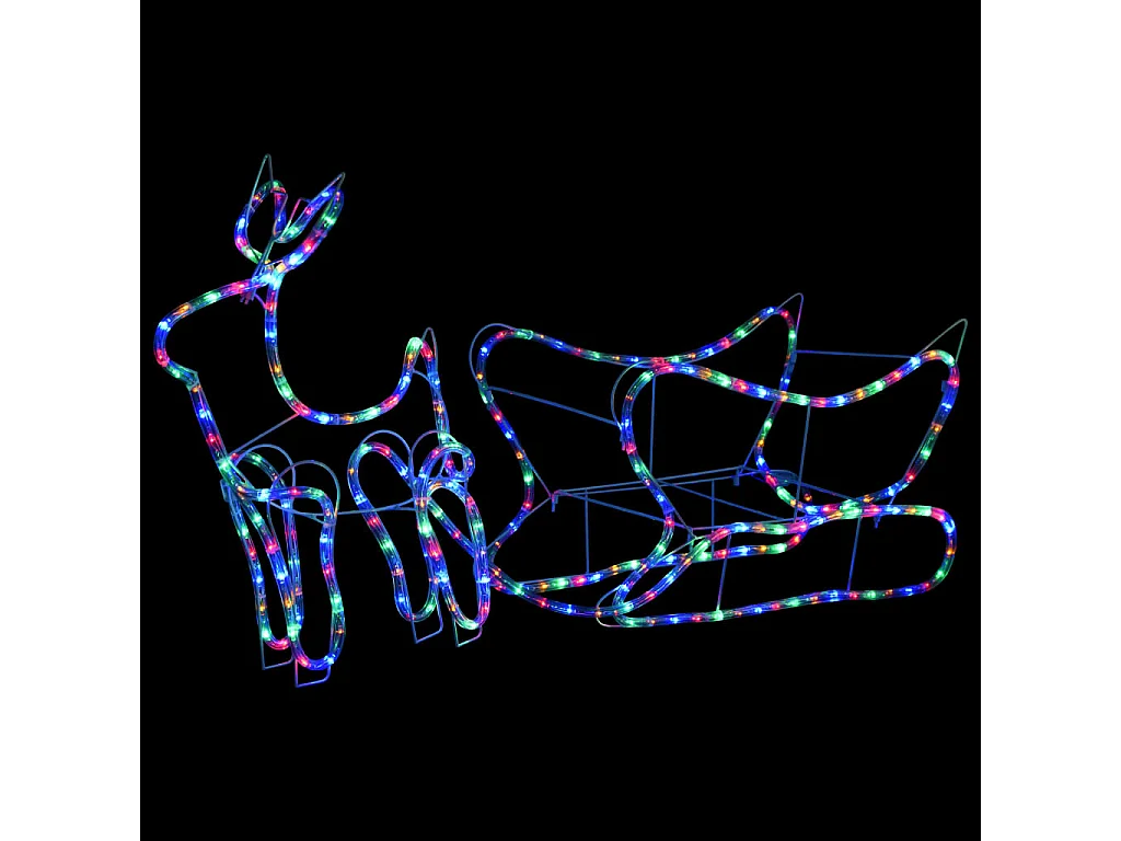 Decoração de Natal rena e trenó de exterior 252 luzes LED