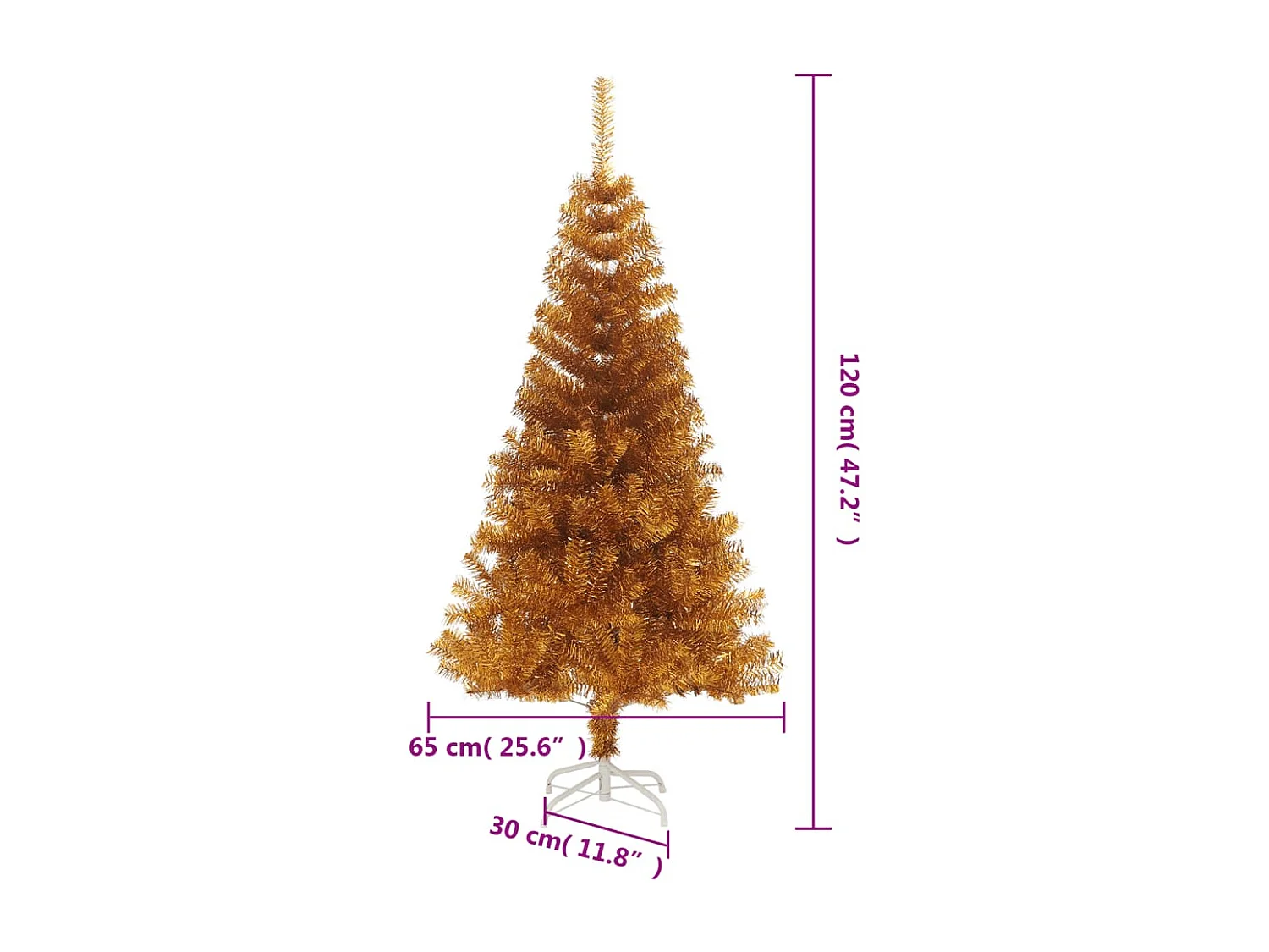Árvore de Natal artificial com suporte 120 cm PET dourado
