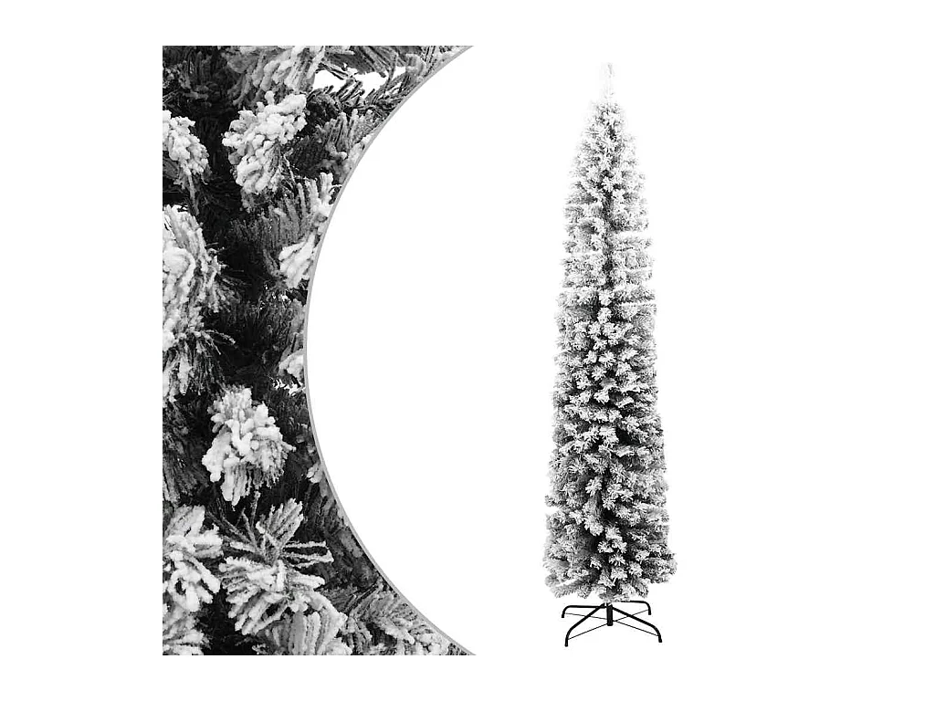 Sapin de Noël artificiel mince flocon de neige vert 210 cm PVC