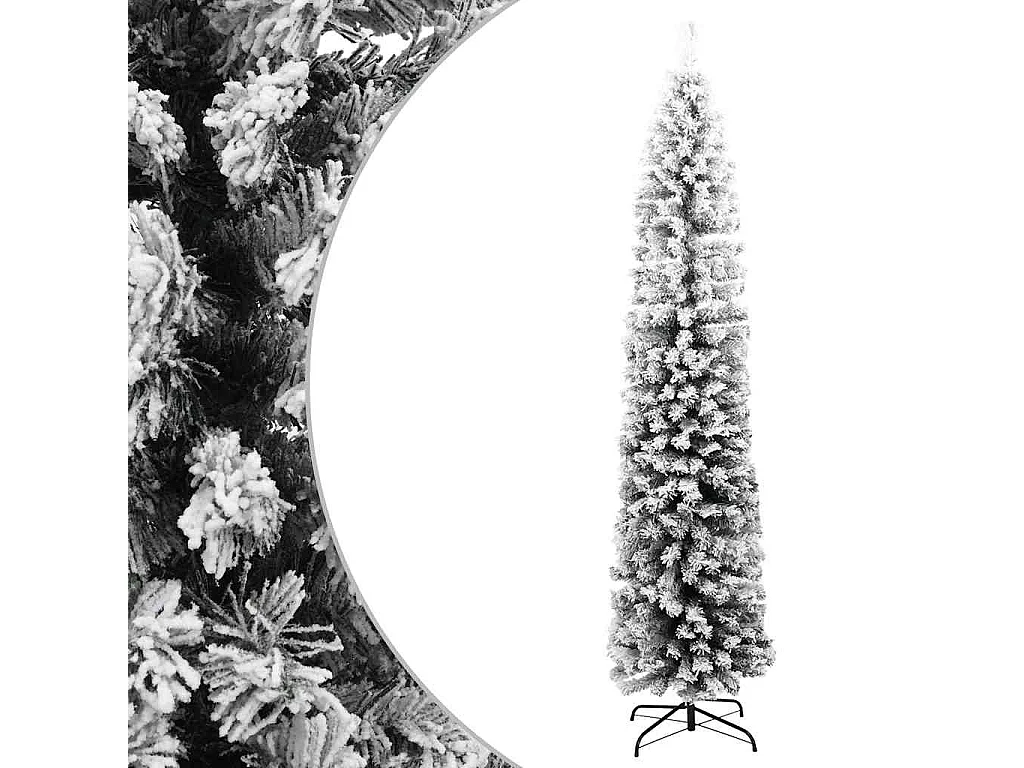 Kunstkerstboom met sneeuw smal 210 cm PVC groen