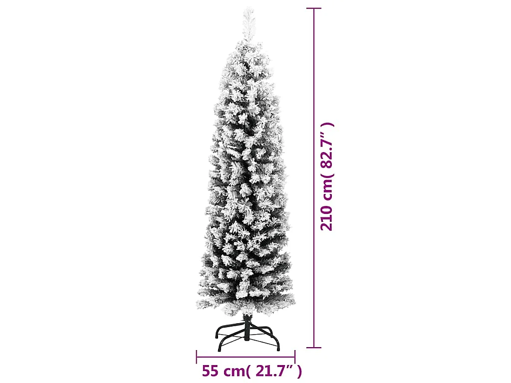 Kunstkerstboom met sneeuw smal 210 cm PVC groen