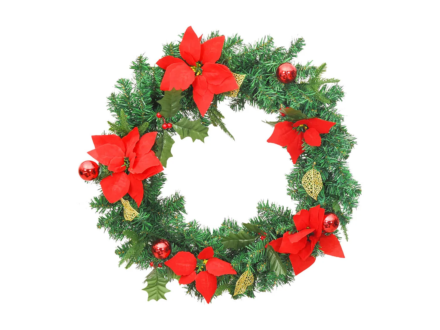 Grinalda de Natal com luzes LED 60 cm PVC verde