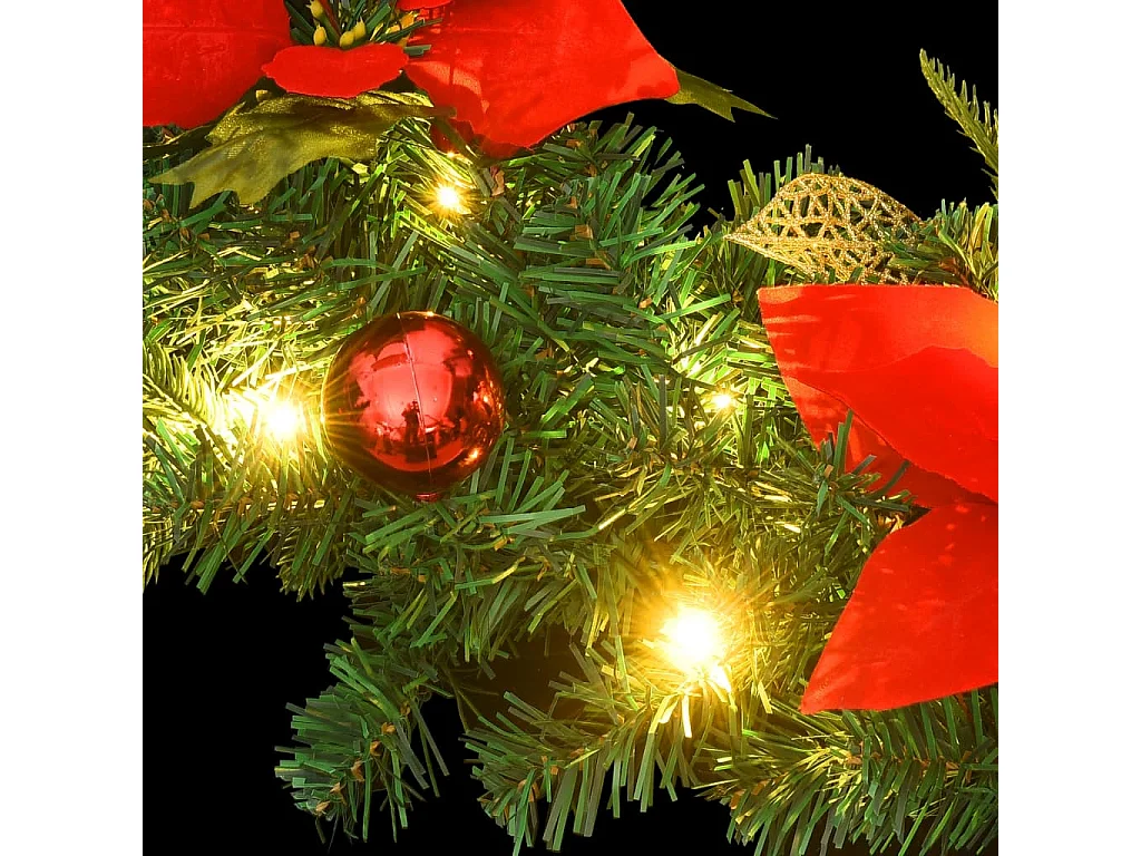 Grinalda de Natal com luzes LED 60 cm PVC verde