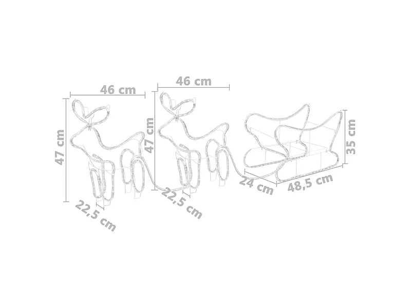 Décoration de Noël d'extérieur Renne et traîneau 576 LED