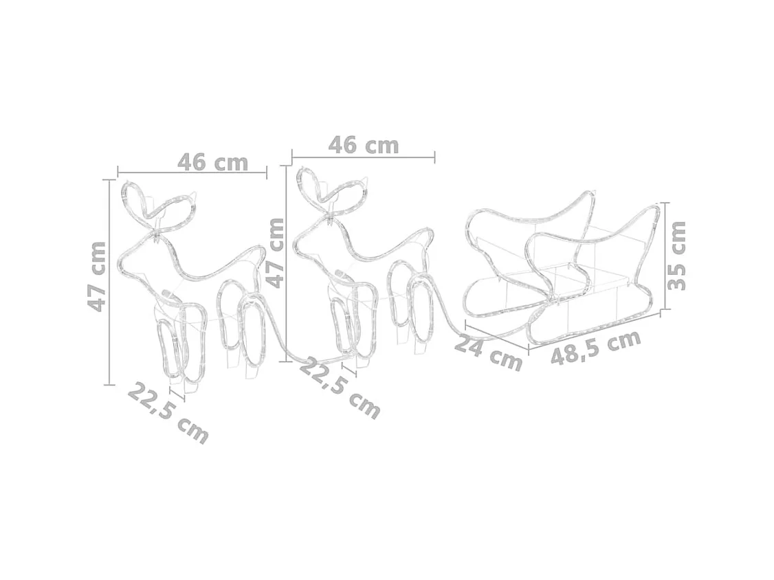 Décoration de Noël d'extérieur Renne et traîneau 576 LED