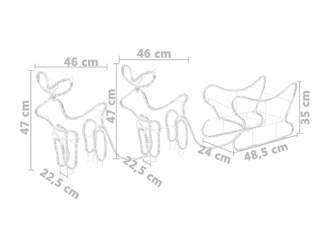 Décoration de Noël d'extérieur Renne et traîneau 576 LED