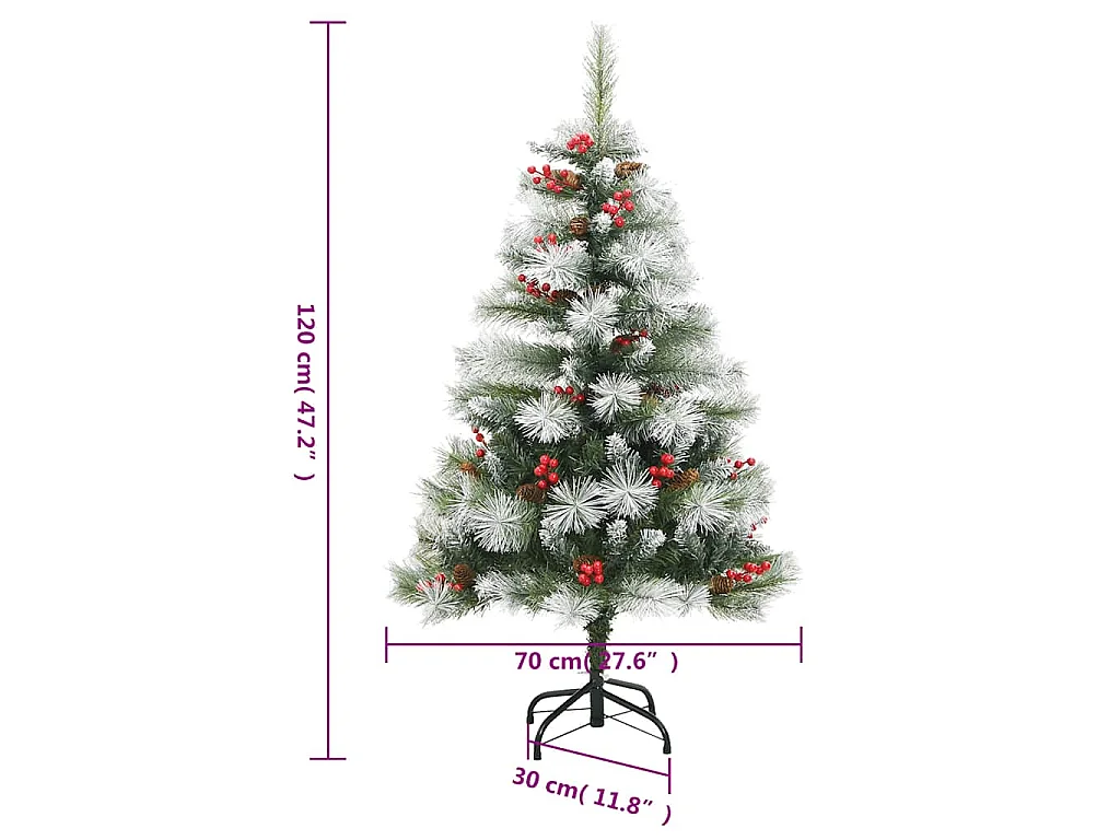 Künstlicher Weihnachtsbaum Klappbar mit Zapfen & Beeren 120 cm