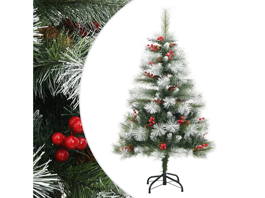 Albero Natale Artificiale Incernierato con Pigne e Bacche 120cm