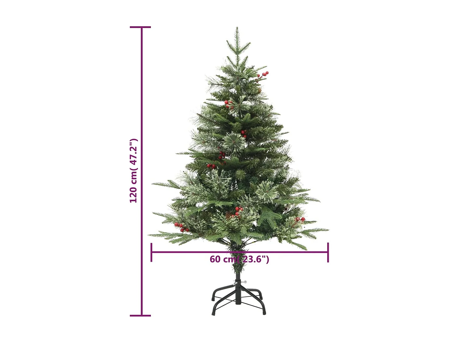 Kerstboom met LED en dennenappels 120 cm PVC en PE groen
