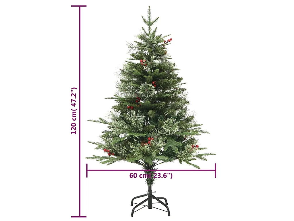 Árvore de Natal com pinhas pré-iluminada 120 cm PVC e PE verde
