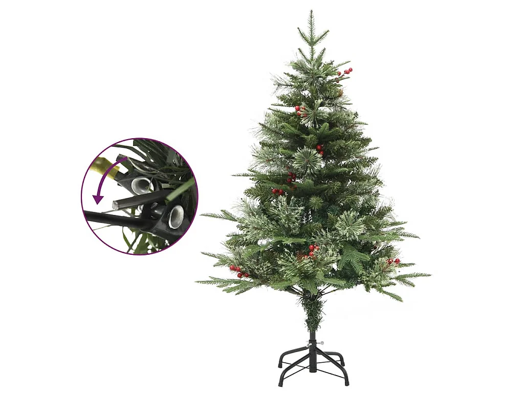 Árvore de Natal com pinhas pré-iluminada 120 cm PVC e PE verde