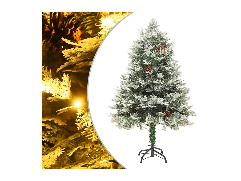 Kerstboom met LED en dennenappels 120 cm PVC en PE groen