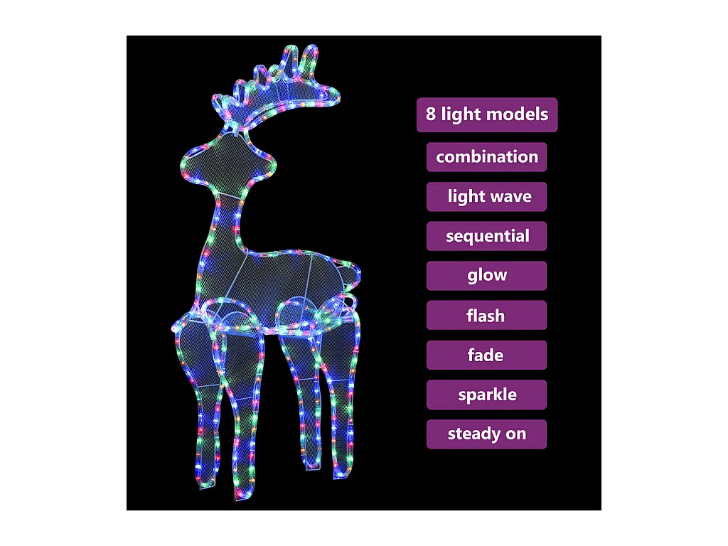 Décoration de Noël de renne avec maille 306 LED 60x24x89 cm