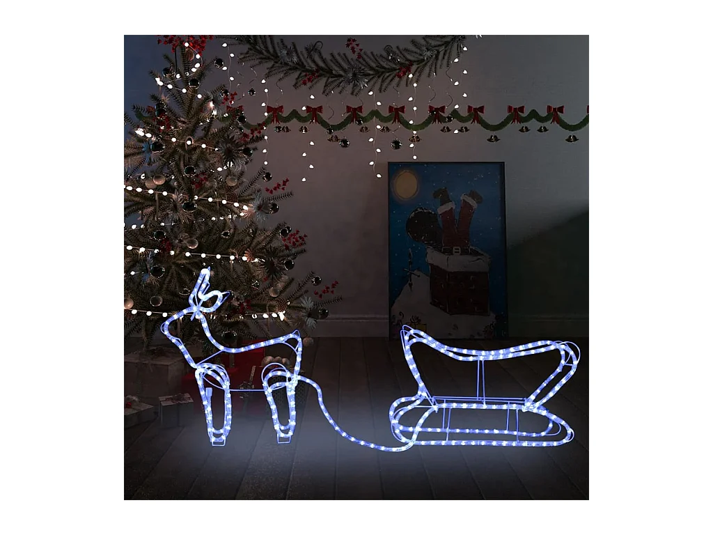 Décoration de Noël d'extérieur Renne et traîneau 252 LED