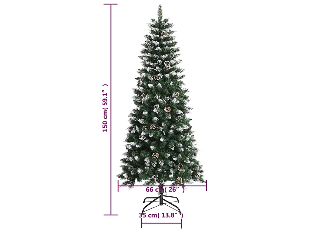 Albero di Natale Artificiale con Base Verde 150 cm PVC