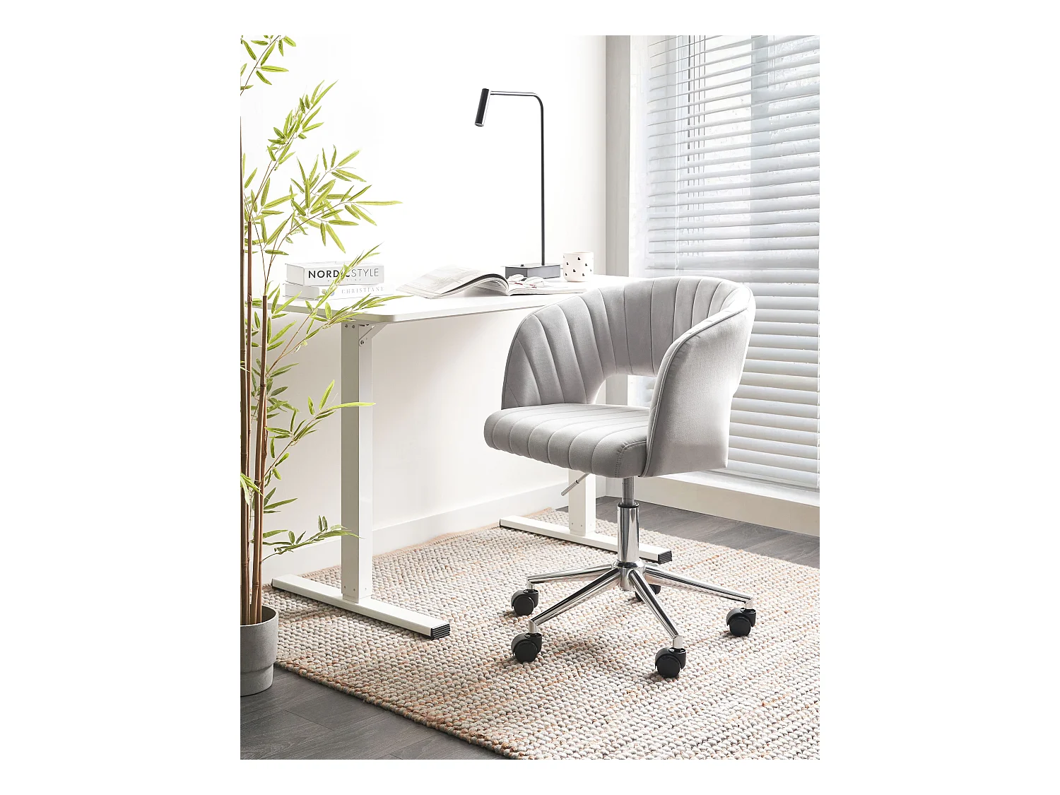 Chaise de bureau KATONAH Velours Gris clair