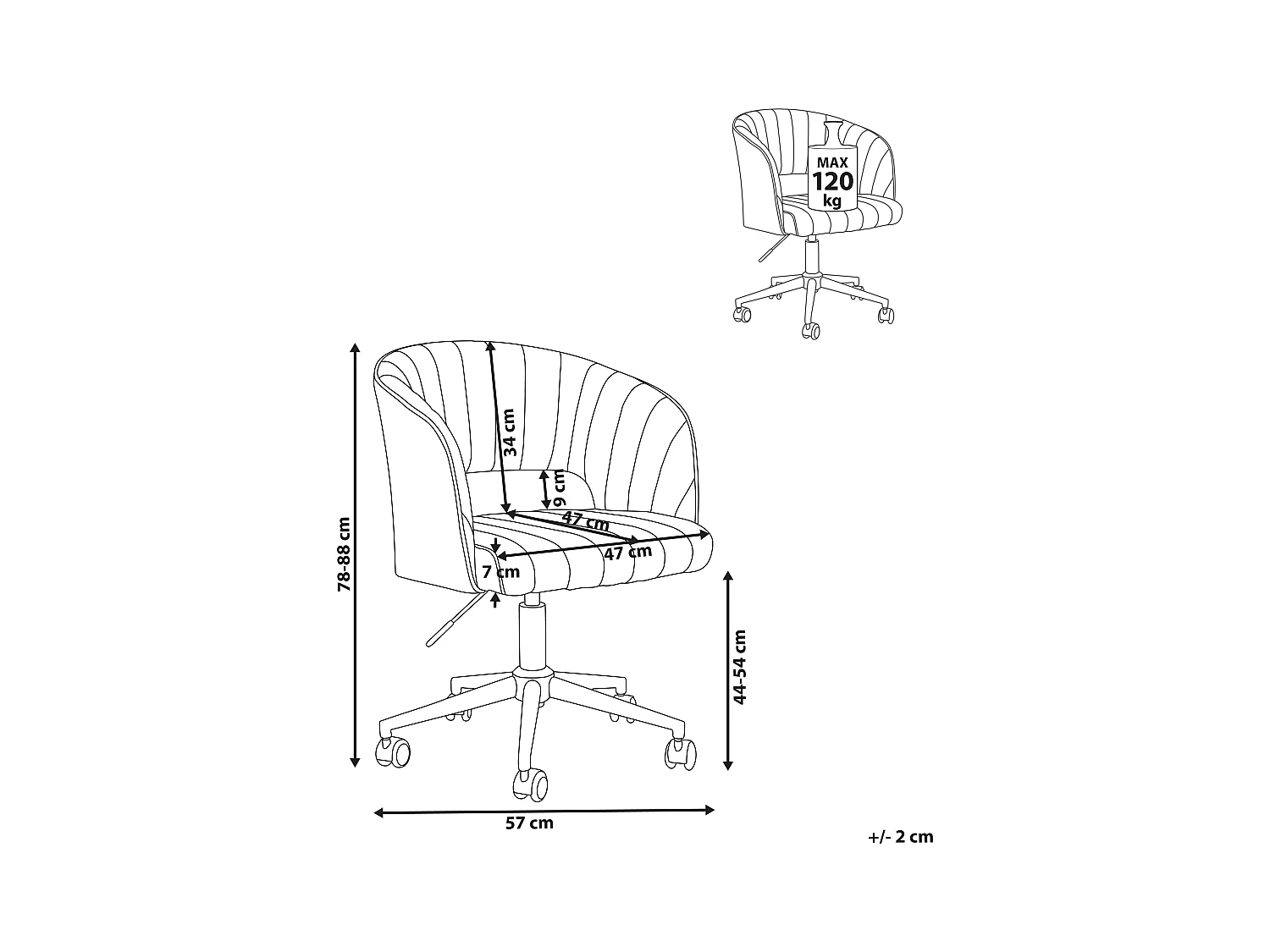 Chaise de bureau KATONAH Velours Gris clair
