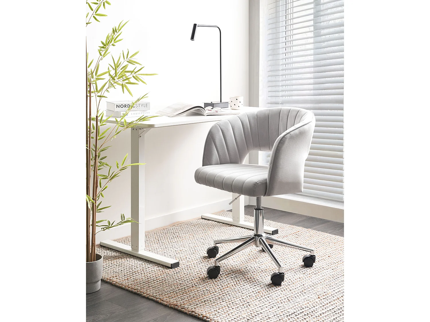 Chaise de bureau KATONAH Velours Gris clair