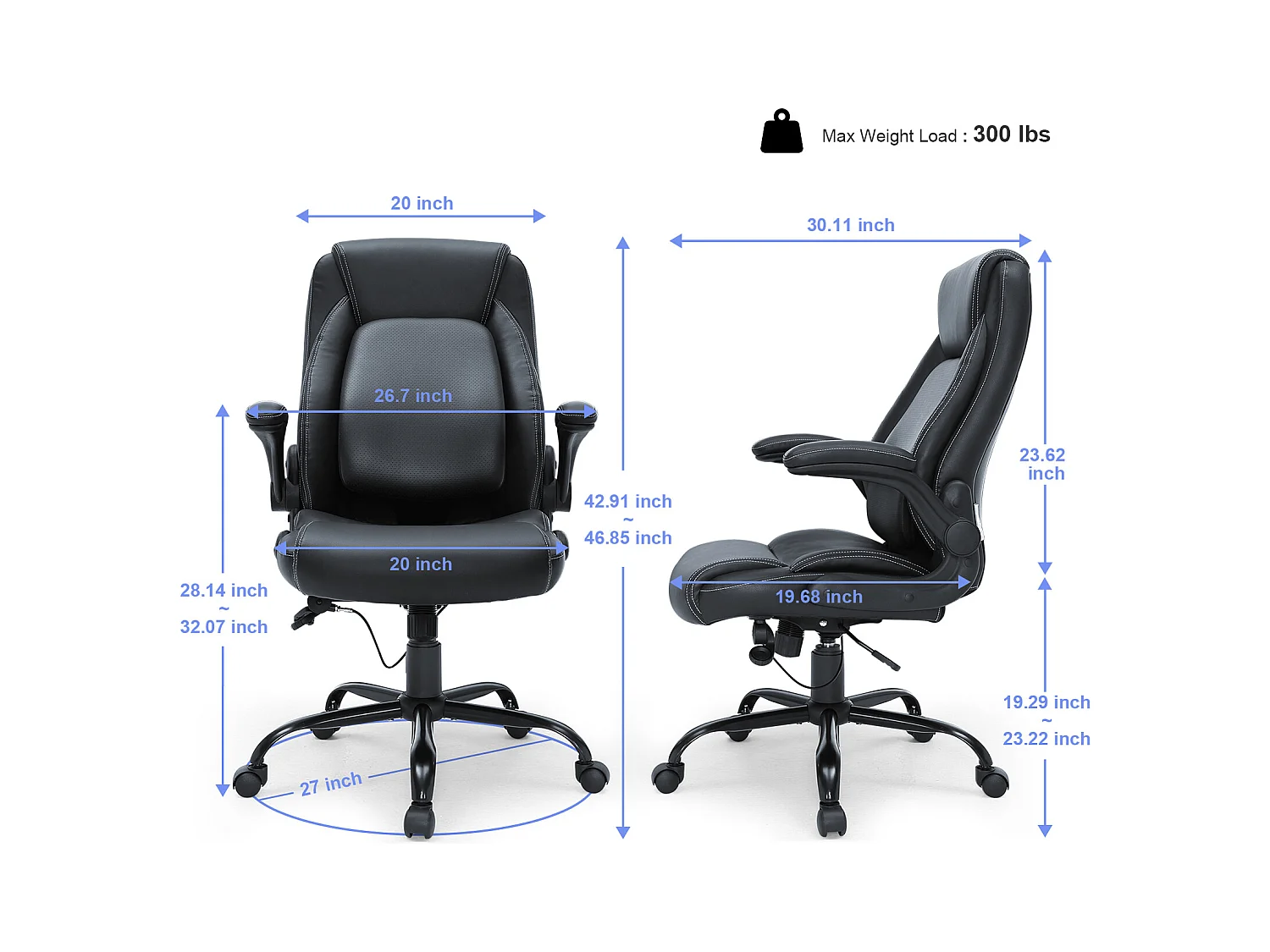 Chaise de Bureau, SucceBuy Chaise de Bureau Exécutive, Chaise Confortable avec Support Lombaire Réglable