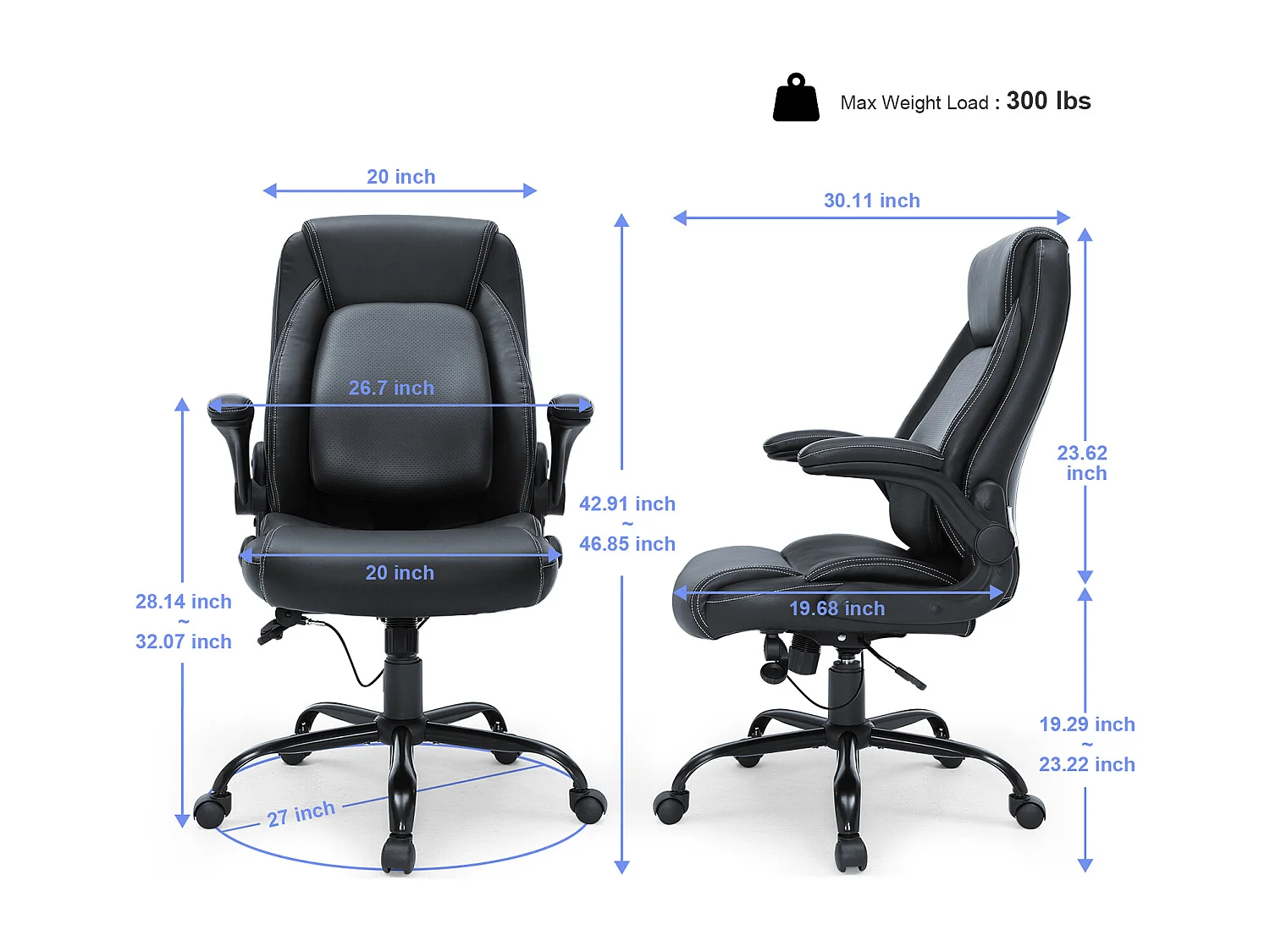 Chaise de Bureau, SucceBuy Chaise de Bureau Exécutive, Chaise Confortable avec Support Lombaire Réglable