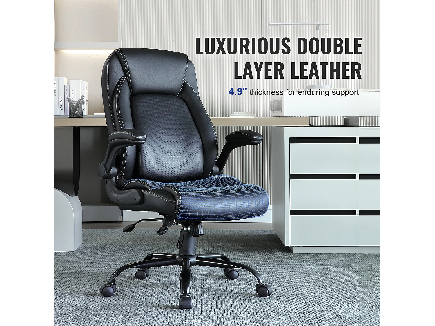 Chaise de Bureau, SucceBuy Chaise de Bureau Exécutive, Chaise Confortable avec Support Lombaire Réglable