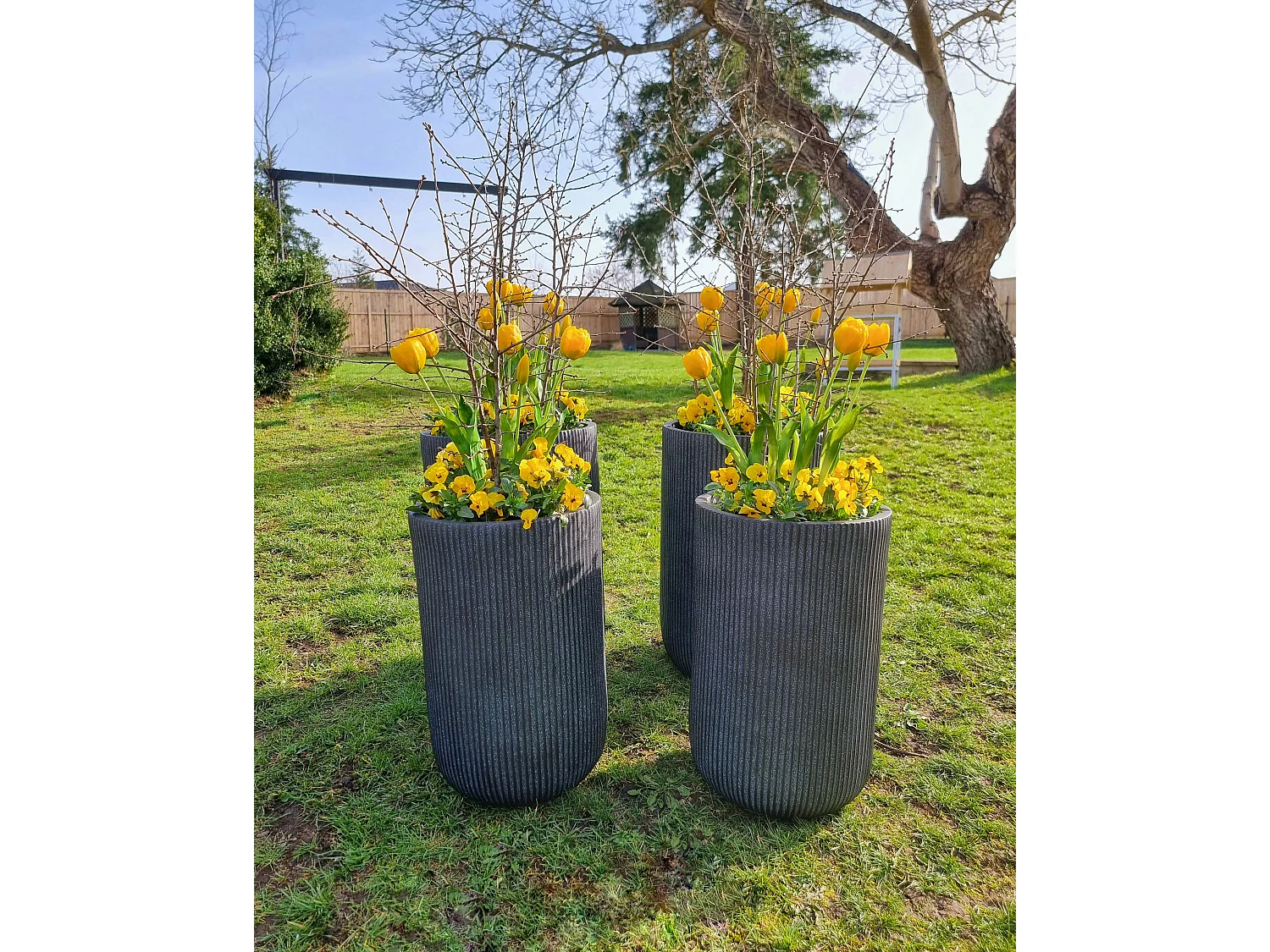 Blumenkübel EANTIO Keramik 37 cm Schwarz