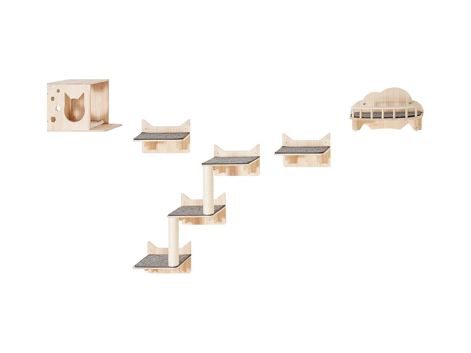 Étagères Murales SucceBuy pour Chat  avec Plateformes Nids Meuble à Chats Lot de 5