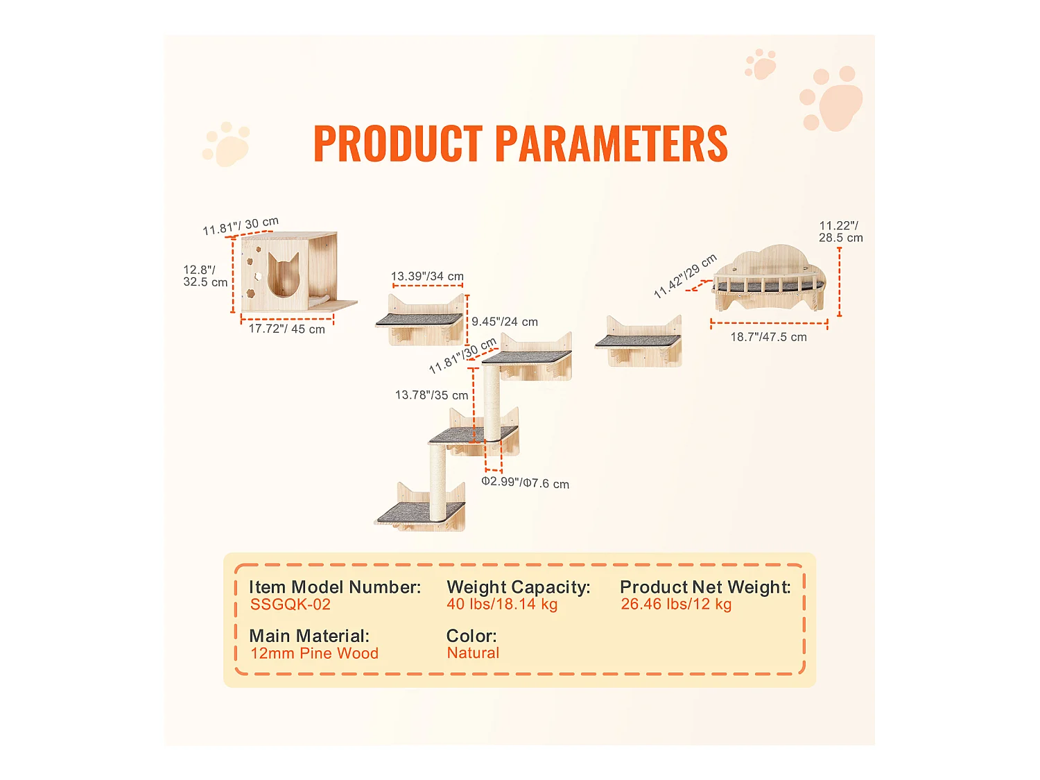 Étagères Murales SucceBuy pour Chat  avec Plateformes Nids Meuble à Chats Lot de 5