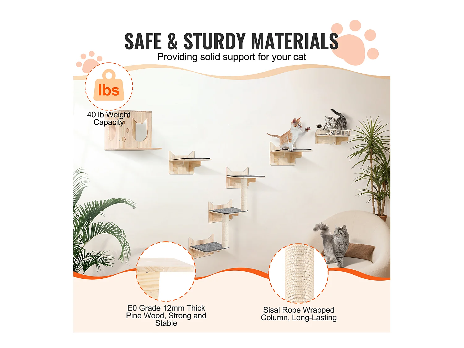 Étagères Murales SucceBuy pour Chat  avec Plateformes Nids Meuble à Chats Lot de 5