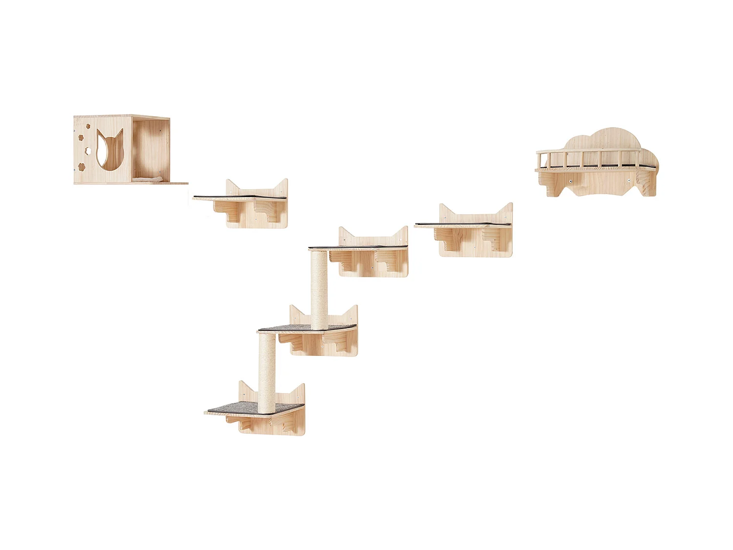 Étagères Murales SucceBuy pour Chat  avec Plateformes Nids Meuble à Chats Lot de 5