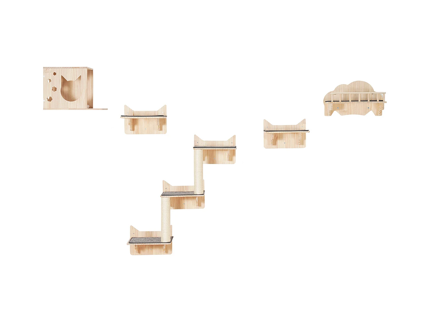 Étagères Murales SucceBuy pour Chat  avec Plateformes Nids Meuble à Chats Lot de 5