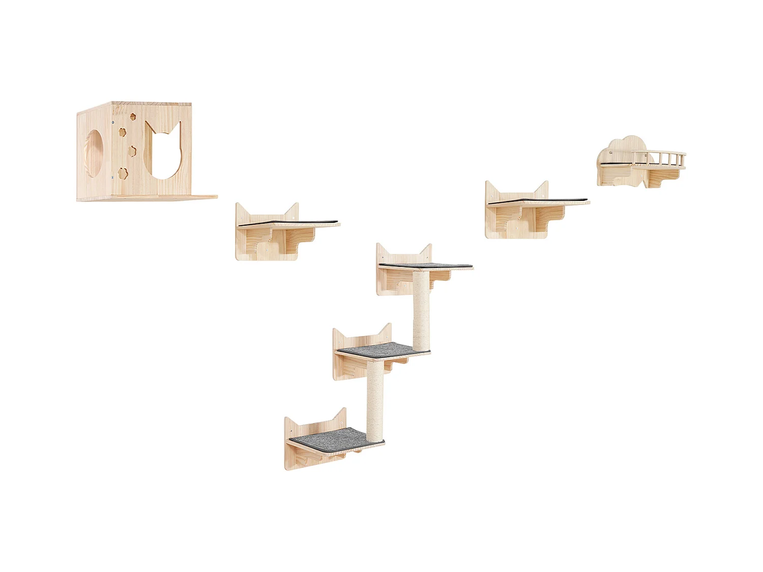 Étagères Murales SucceBuy pour Chat  avec Plateformes Nids Meuble à Chats Lot de 5