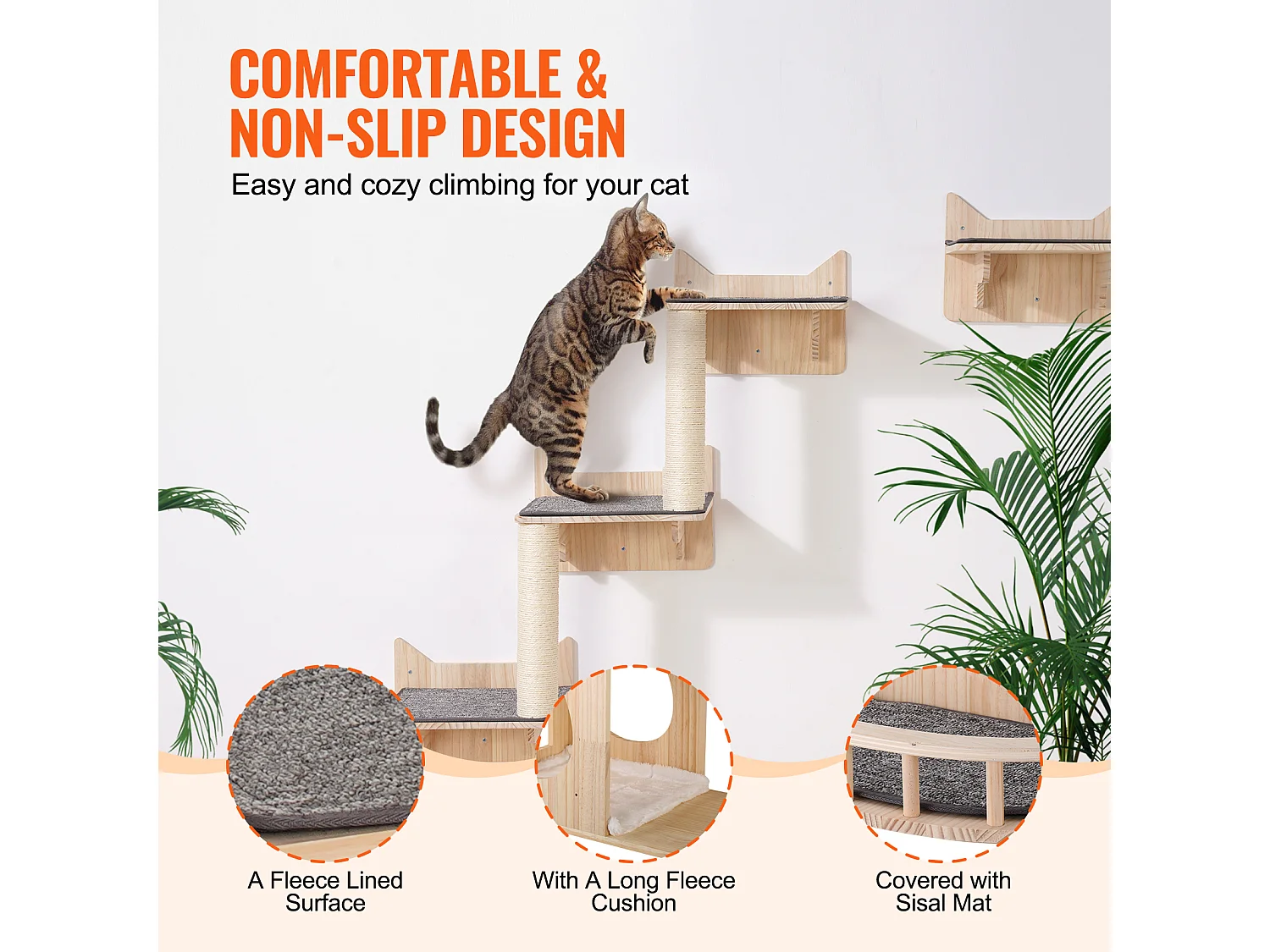 Katzen-Wandregale SucceBuy mit Plattformen, Nester, Katzenmöbel, 5er-Set