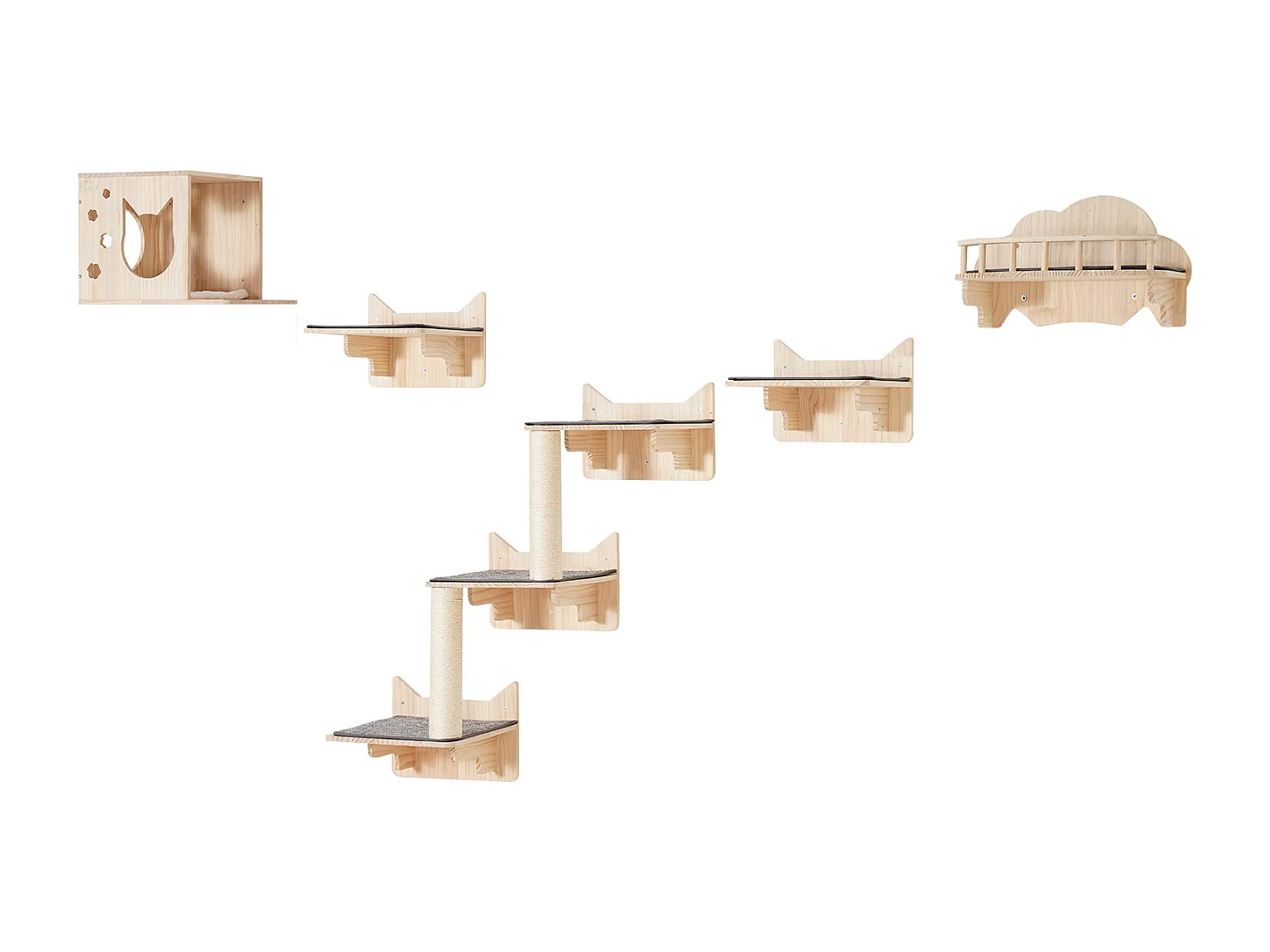 Katzen-Wandregale SucceBuy mit Plattformen, Nester, Katzenmöbel, 5er-Set