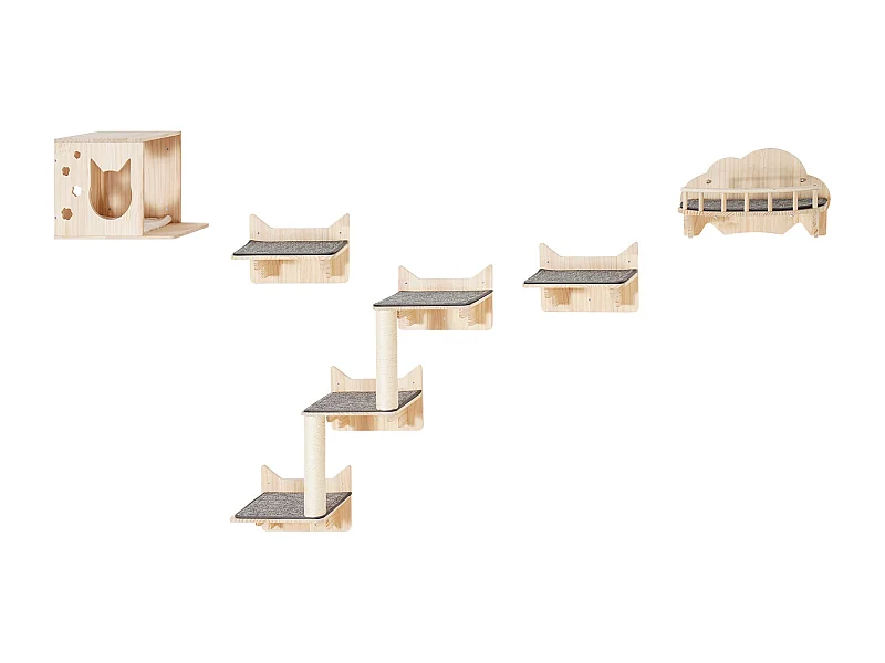 Mensole da Parete per Gatti SucceBuy con Piattaforme, Nidi e Mobili per Gatti, Set da 5