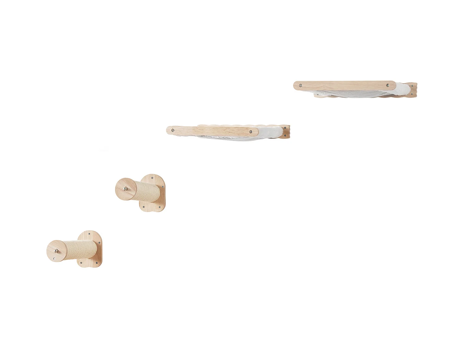 Arbre à chat SucceBuy Étagères Murales pour Chat avec 2 Poteaux de Saut et 2 Hamacs, Pouvant Supporter jusqu'à 40 lb