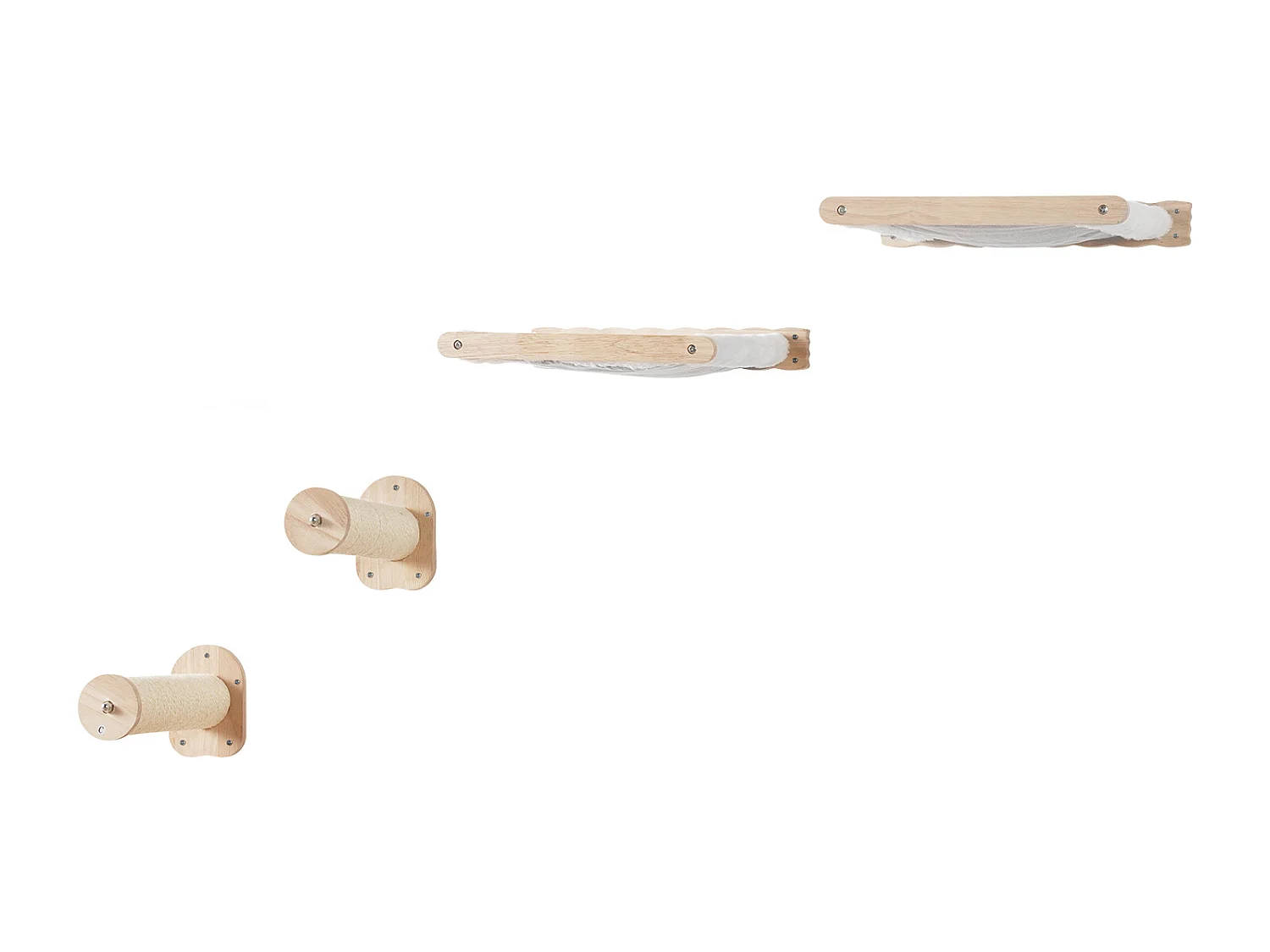 Arbre à chat SucceBuy Étagères Murales pour Chat avec 2 Poteaux de Saut et 2 Hamacs, Pouvant Supporter jusqu'à 40 lb