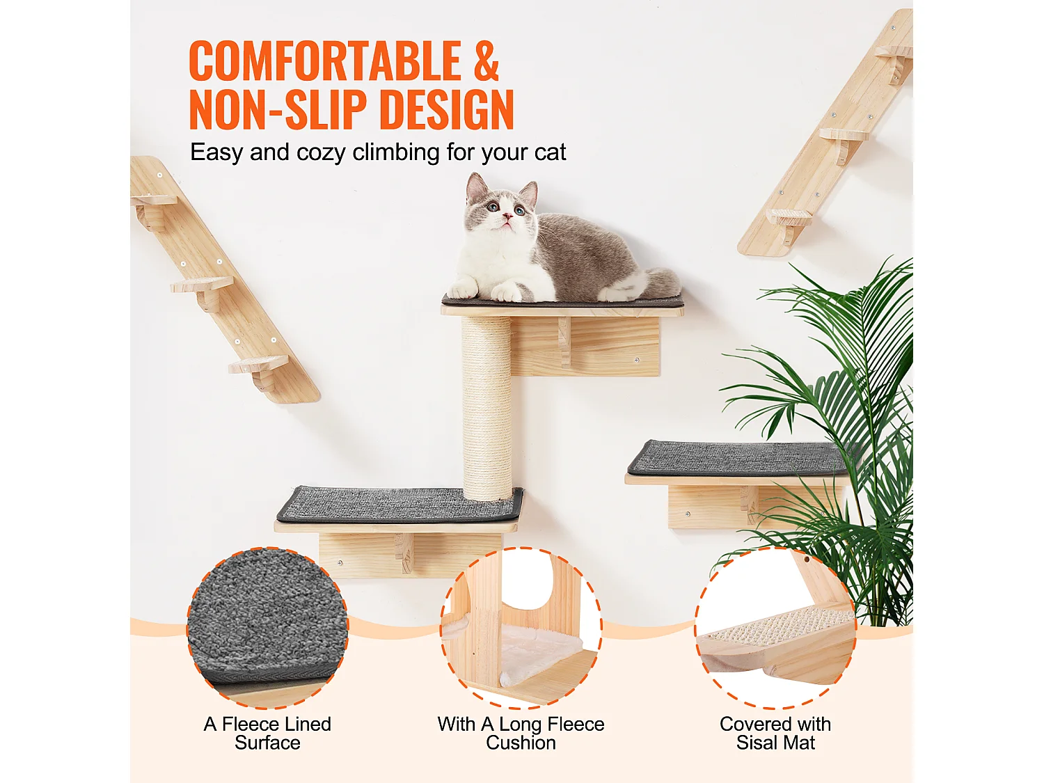 Estantes de Pared para Gatos SucceBuy con Plataformas, Nidos y Muebles para Gatos (Juego de 9)