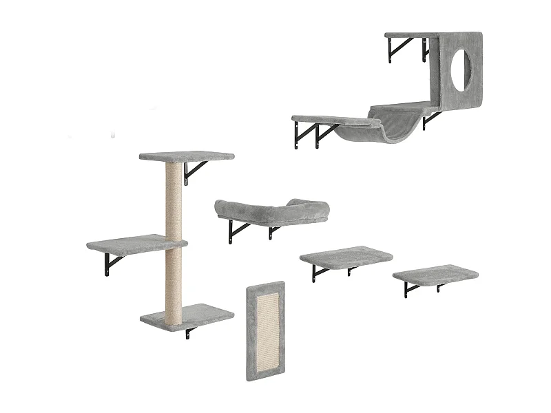 SucceBuy Wandregale für Katzenbäume mit Sprungbrettern, Hängematte, Sofa und Griff, 6er-Set