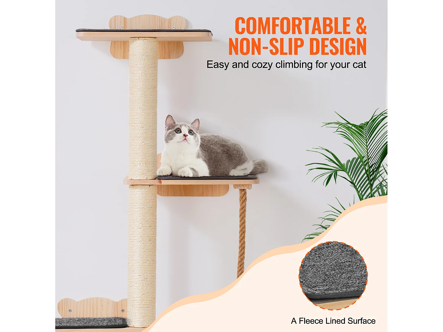 SucceBuy Mensole per alberi per gatti a parete con piattaforme, mobilio per gatti in stile albero