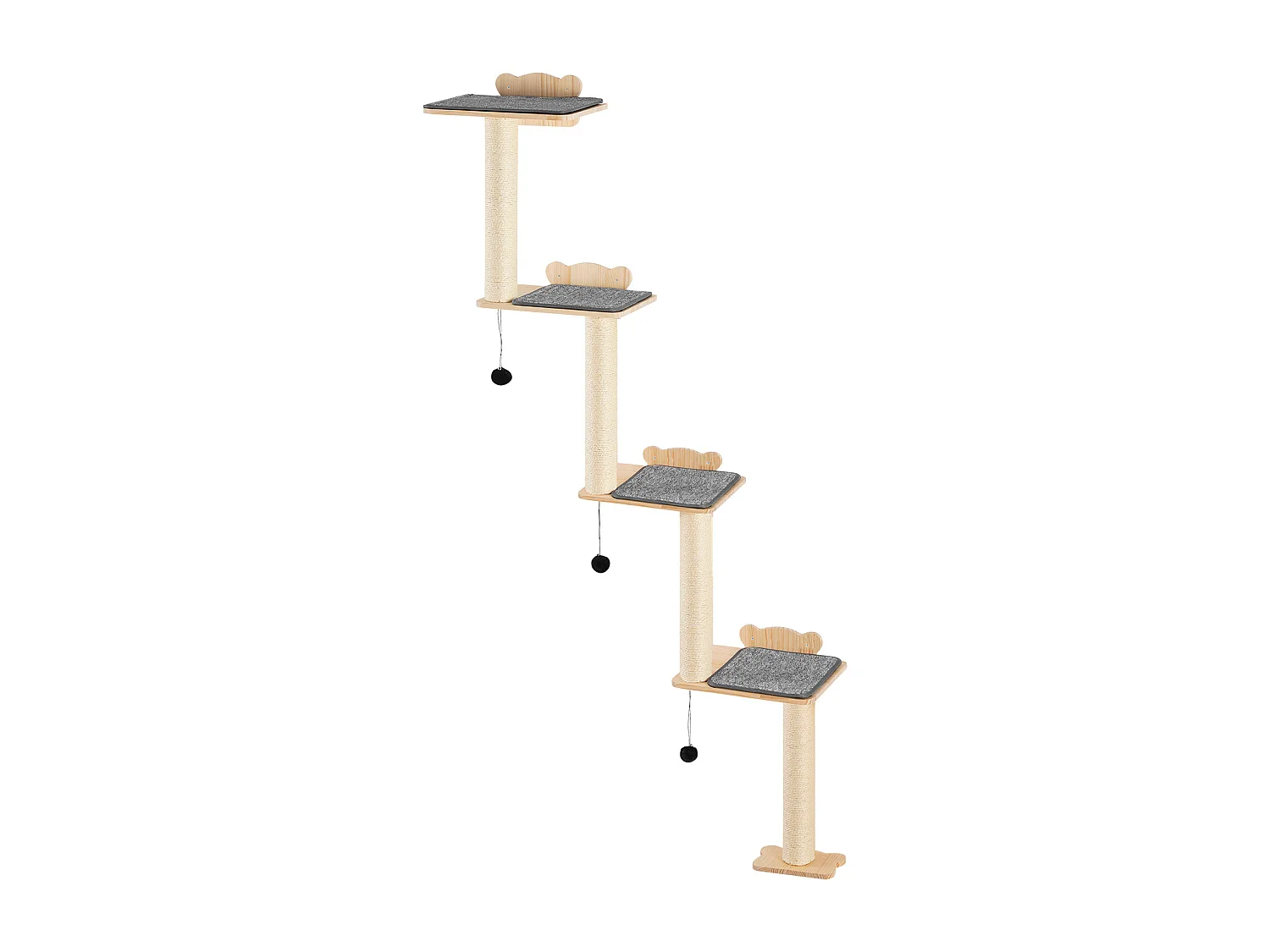 Arbre à chat SucceBuy Étagères Murales pour Arbre à Chat avec Plateformes, Ensemble de Meubles pour Chat en Forme D'arbre