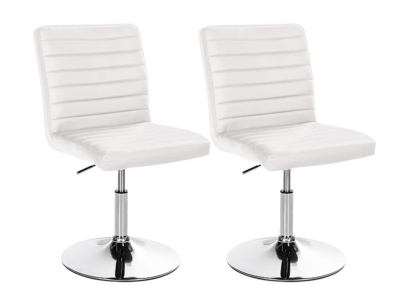 Lot de 2  chaise salle à manger - Similicuir - Blanc - Elvas