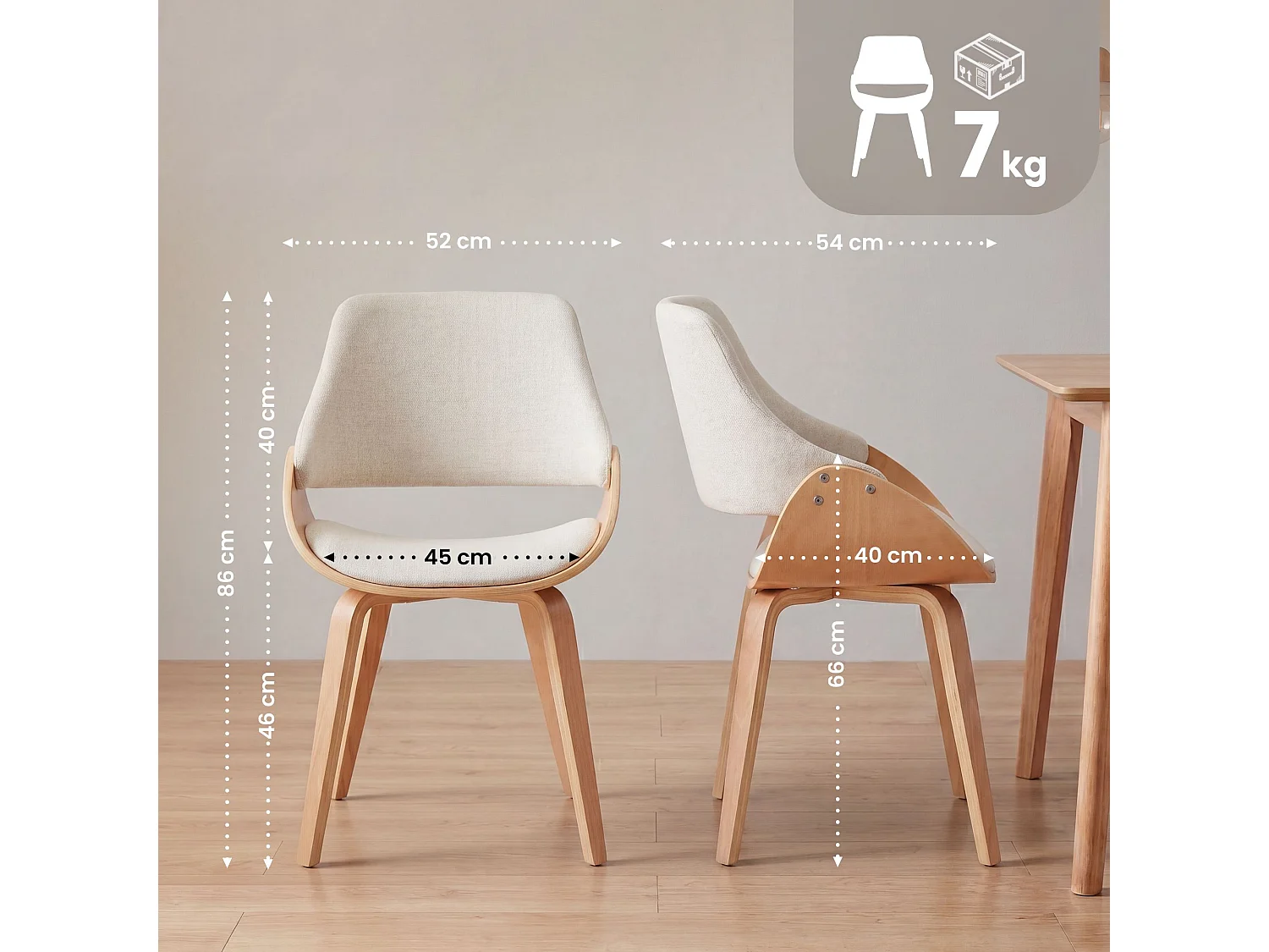 chaise salle à manger - Tissu - Nature / Crème - Vangale