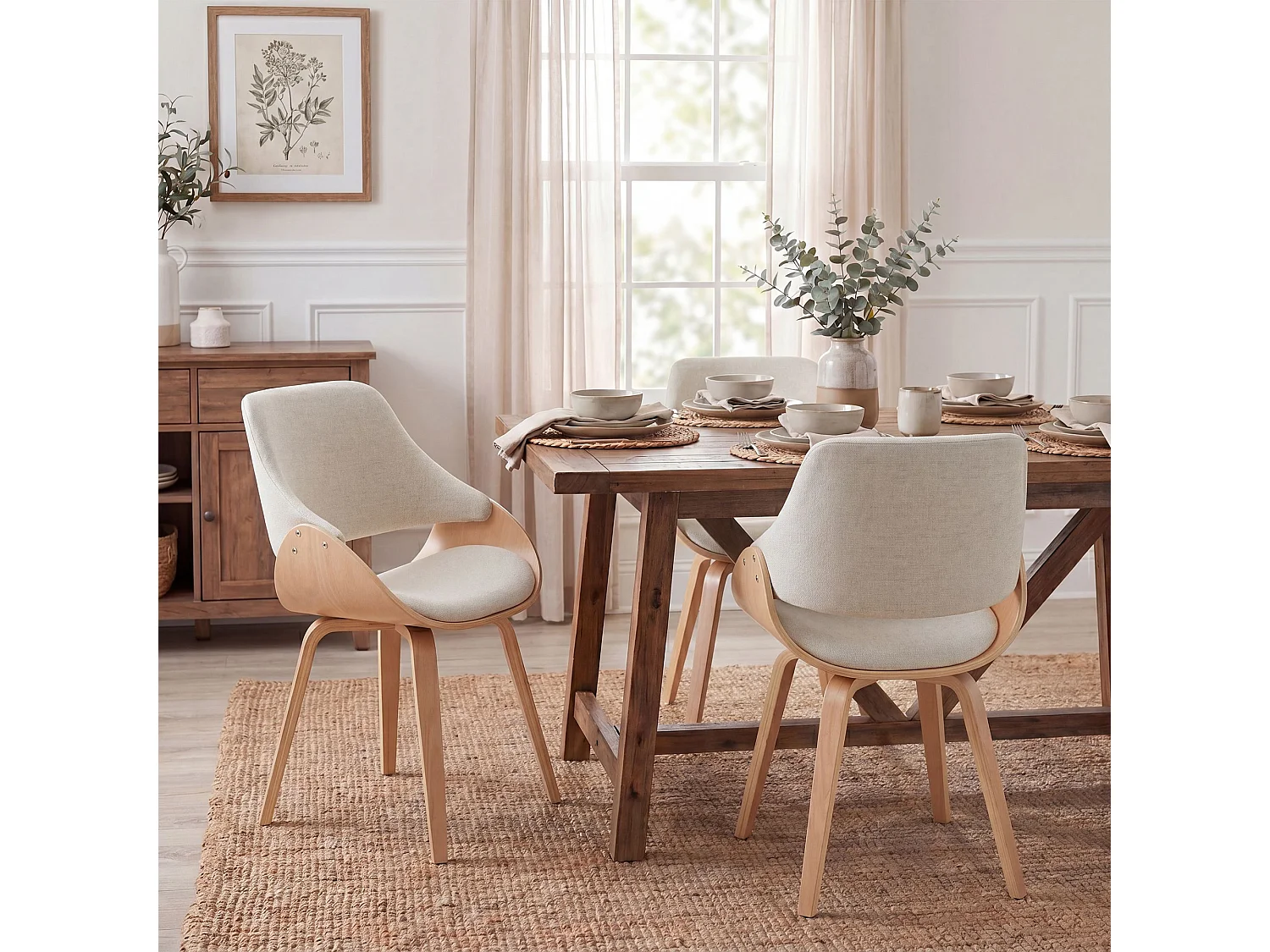 chaise salle à manger - Tissu - Nature / Crème - Vangale