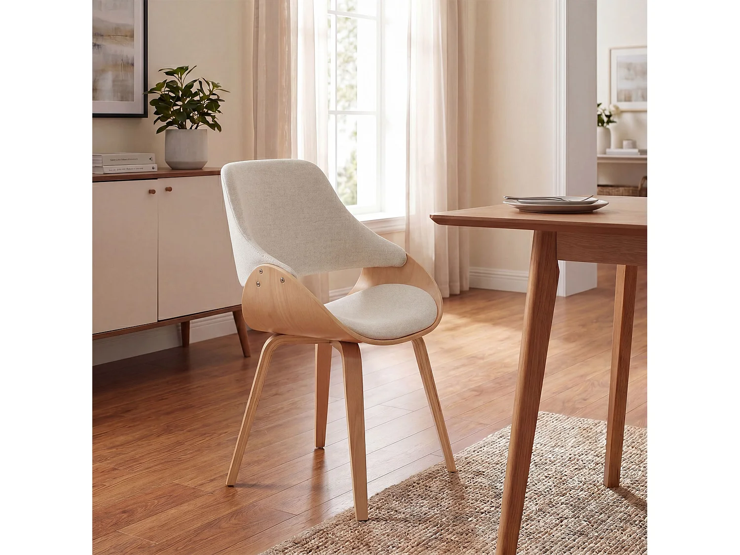 chaise salle à manger - Tissu - Nature / Crème - Vangale