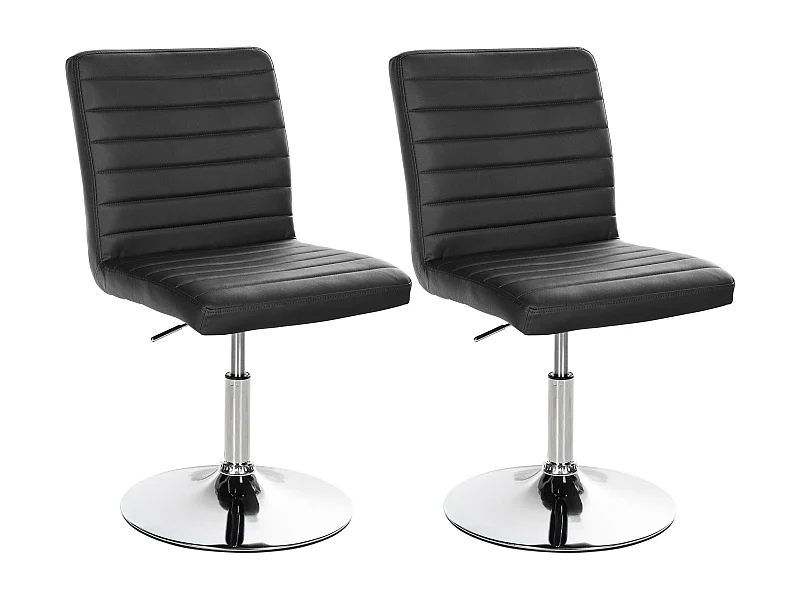 Lot de 2  chaise salle à manger - Similicuir - Noir - Elvas