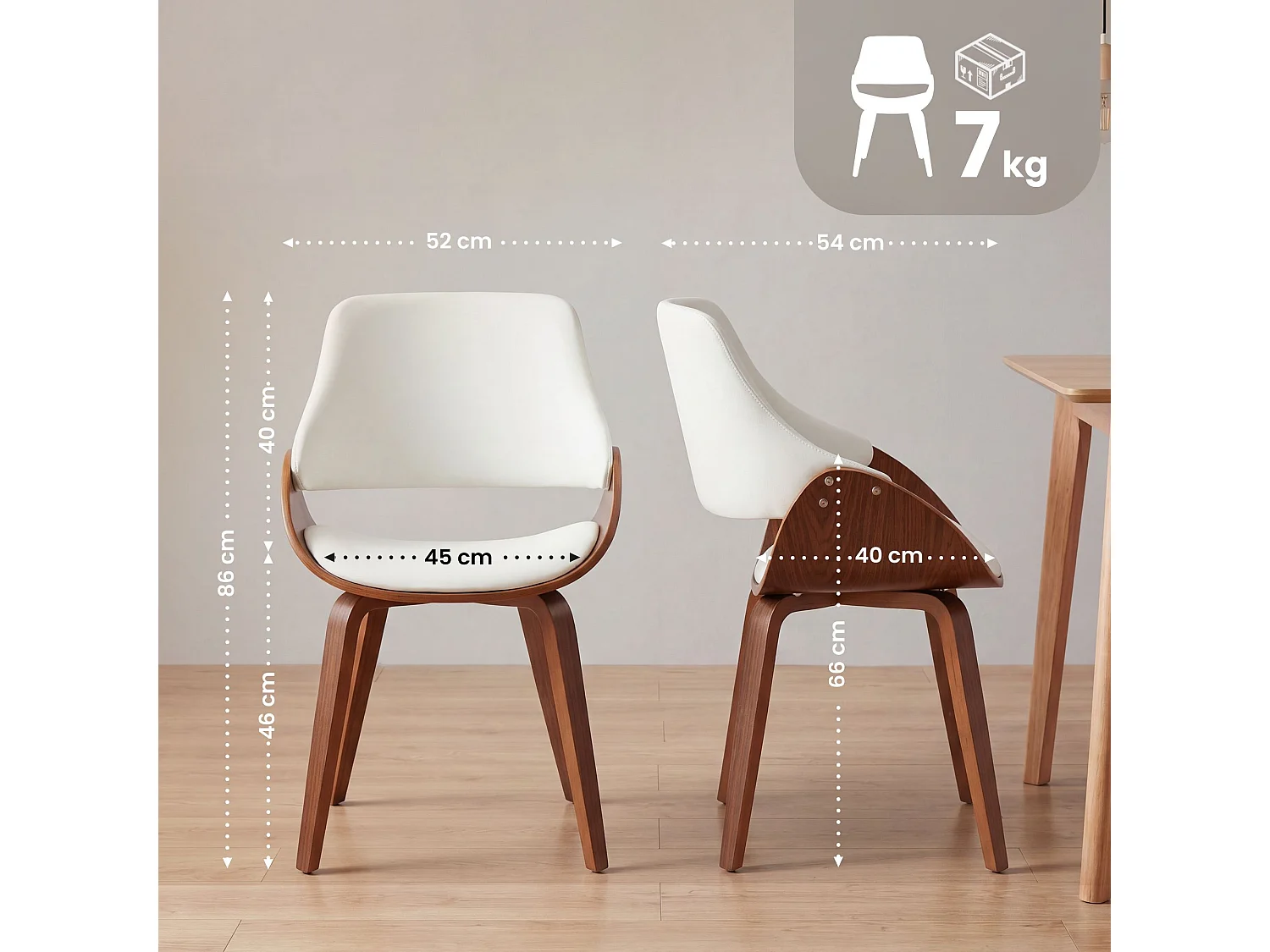 chaise salle à manger - Similicuir - Noyer / Blanc - Vangale