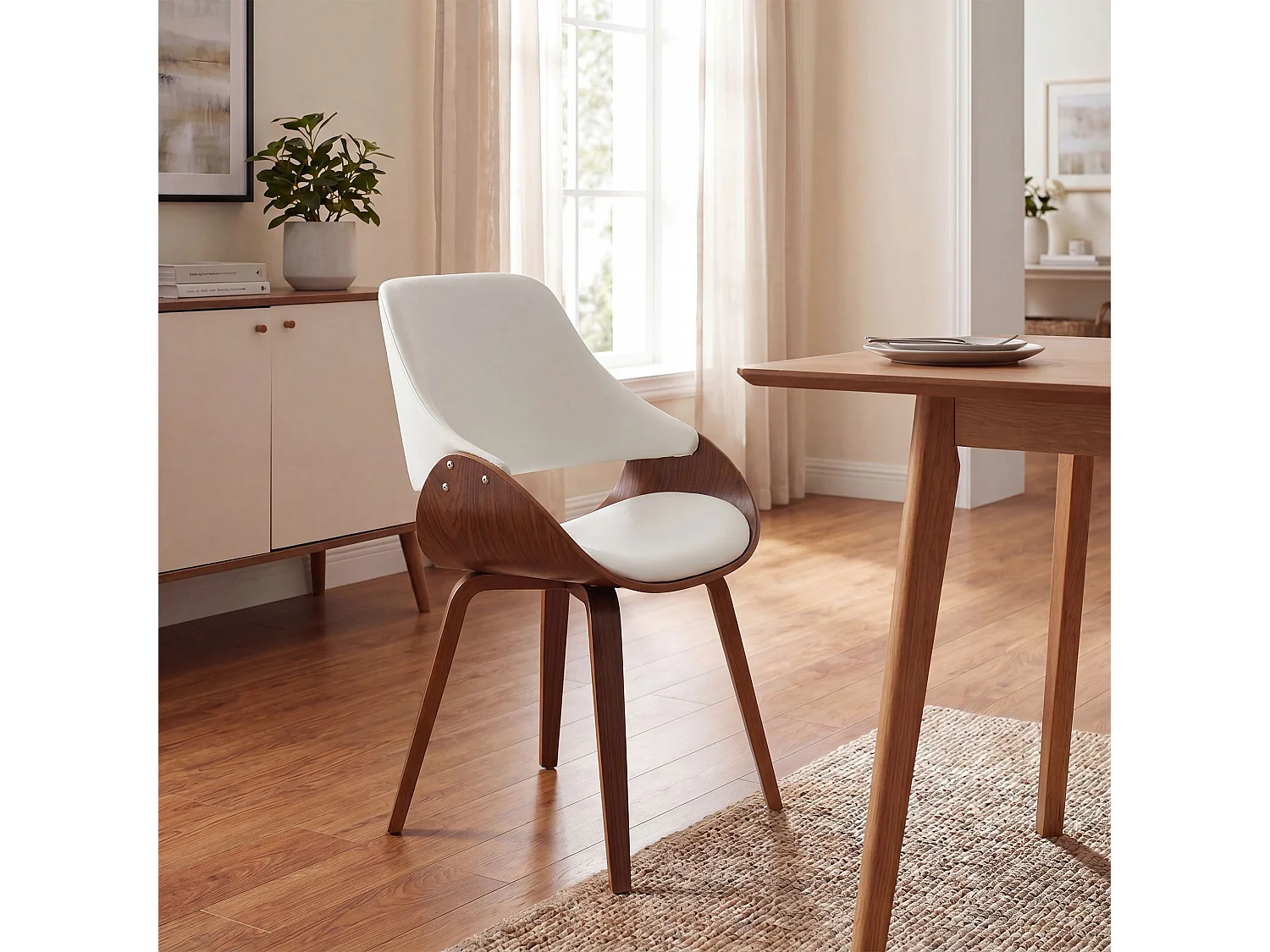 chaise salle à manger - Similicuir - Noyer / Blanc - Vangale