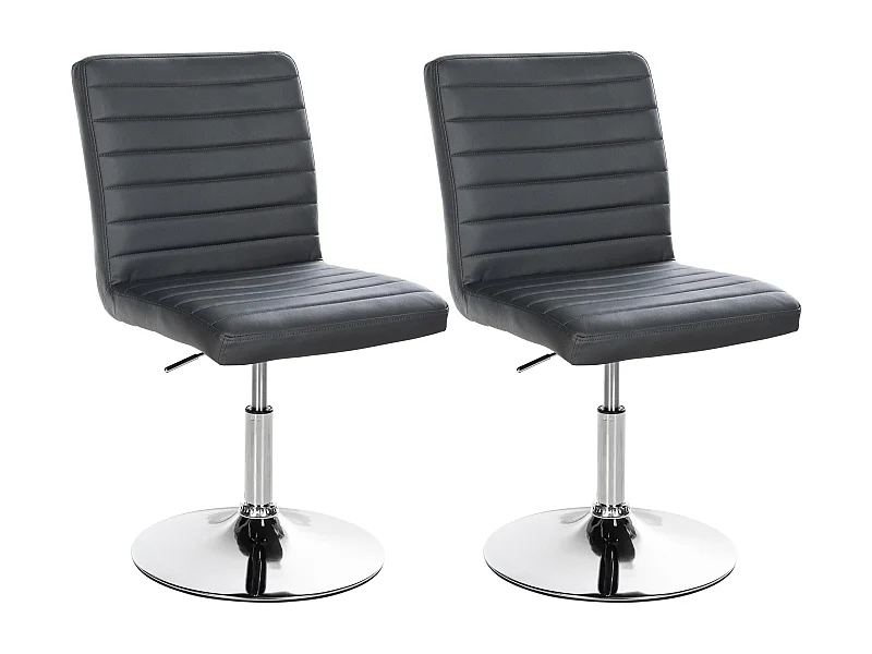 Lot de 2  chaise salle à manger - Similicuir - Gris - Elvas